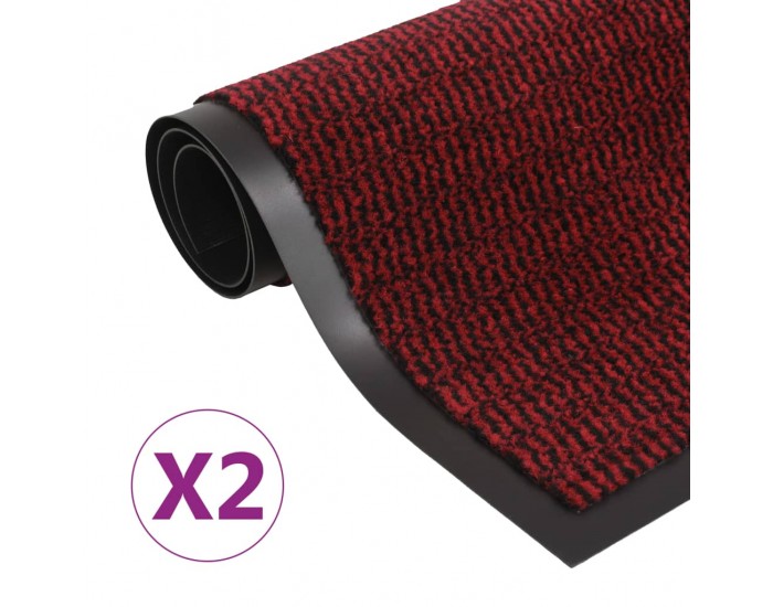 Sonata Правоъгълни изтривалки 2 бр усукани влакна 80x120 см червени