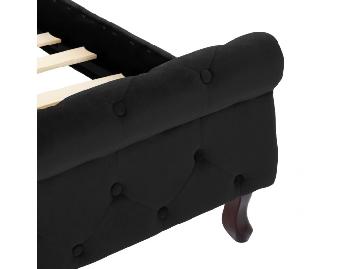 Sonata Рамка за легло, черна, кадифе, 120x200 см