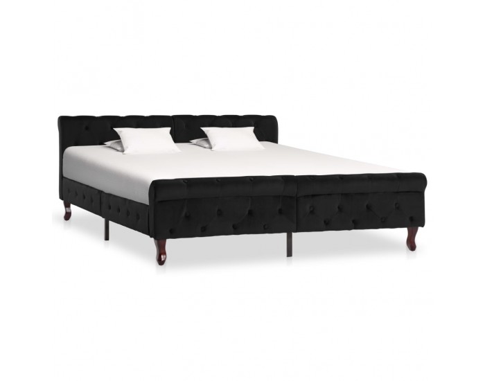 Sonata Рамка за легло, черна, кадифе, 160x200 см