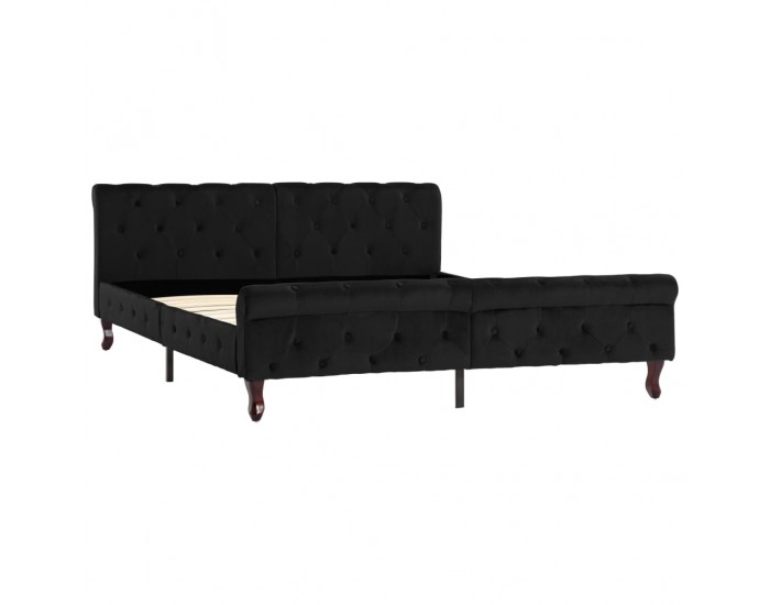 Sonata Рамка за легло, черна, кадифе, 160x200 см