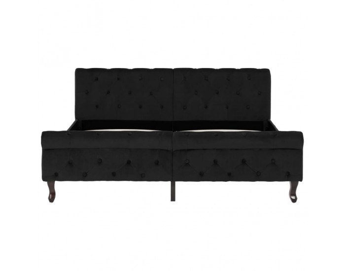 Sonata Рамка за легло, черна, кадифе, 160x200 см