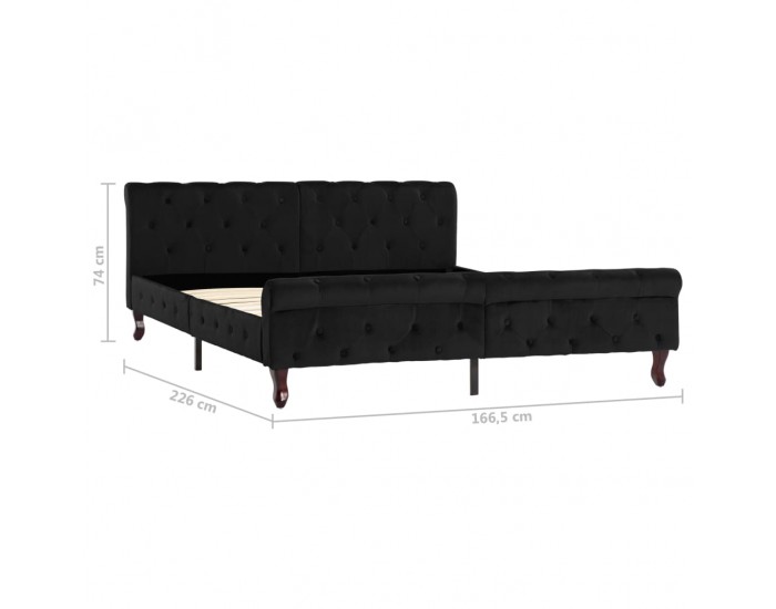 Sonata Рамка за легло, черна, кадифе, 160x200 см