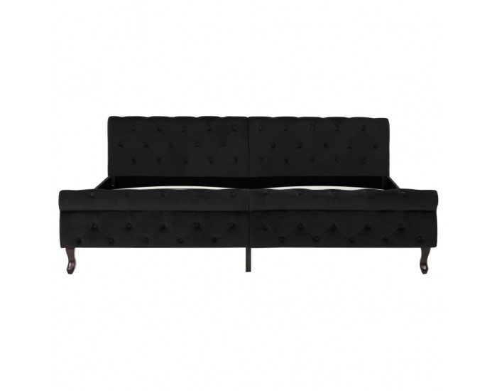 Sonata Рамка за легло, черна, кадифе, 200x200 см