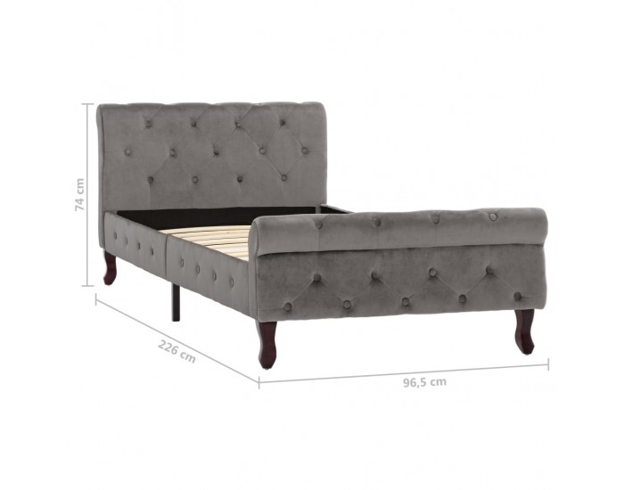 Sonata Рамка за легло, сива, кадифе, 90x200 см