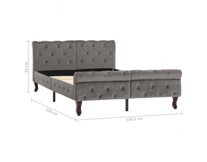 Sonata Рамка за легло, сива, кадифе, 120x200 см