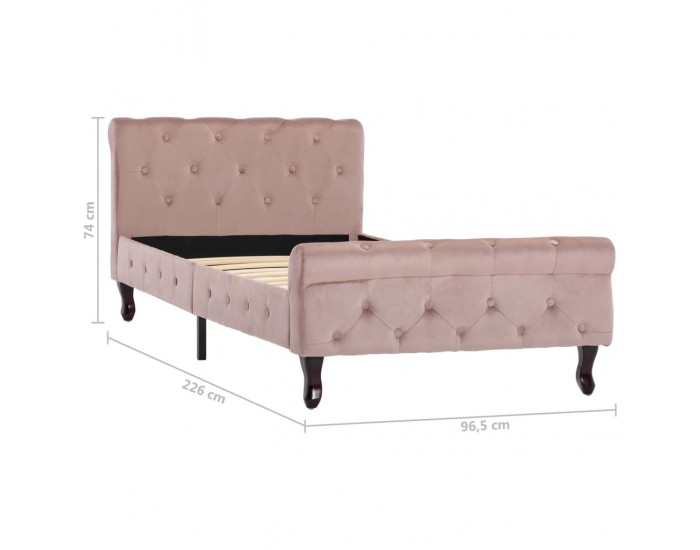 Sonata Рамка за легло, розова, кадифе, 90x200 см
