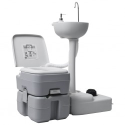 Sonata Комплект преносима къмпинг тоалетна с мивка за ръце, сива - Офис