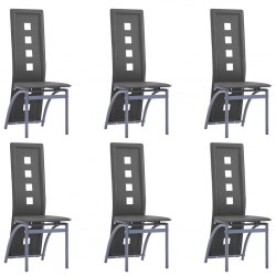 Sonata Трапезни столове, 6 бр, сиви, изкуствена кожа - Трапезни столове