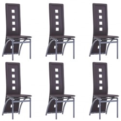 Sonata Трапезни столове, 6 бр, кафяви, изкуствена кожа - Трапезни столове
