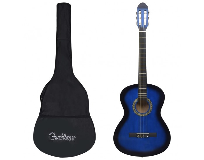 Sonata Комплект класическа китара за начинаещи от 12 части син 4/4 39"