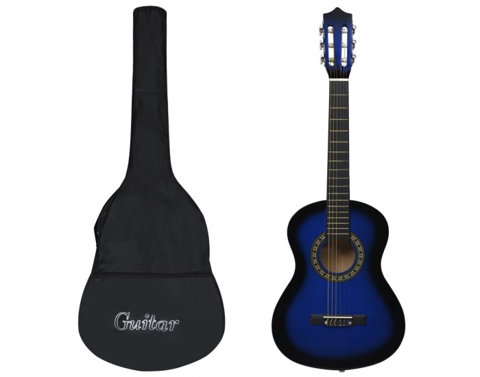 Sonata Комплект класическа китара за начинаещи 8 части син 1/2 34"