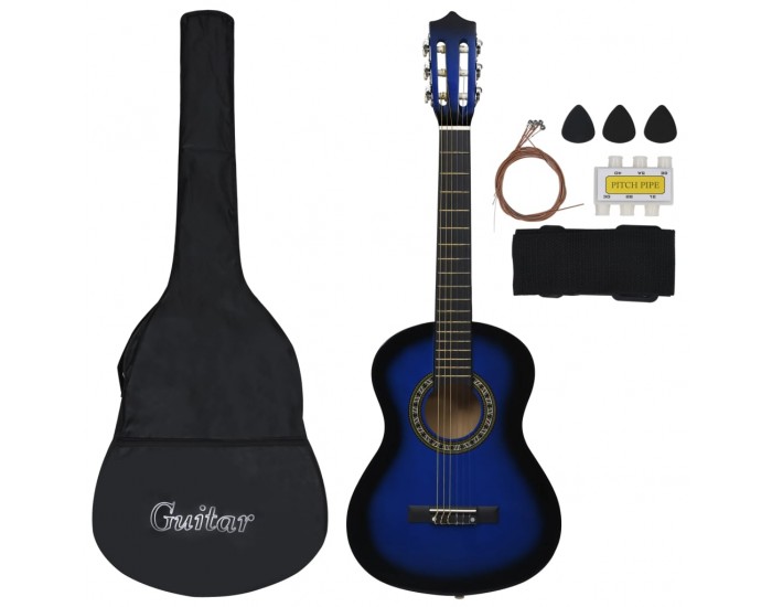 Sonata Комплект класическа китара за начинаещи 8 части син 1/2 34"