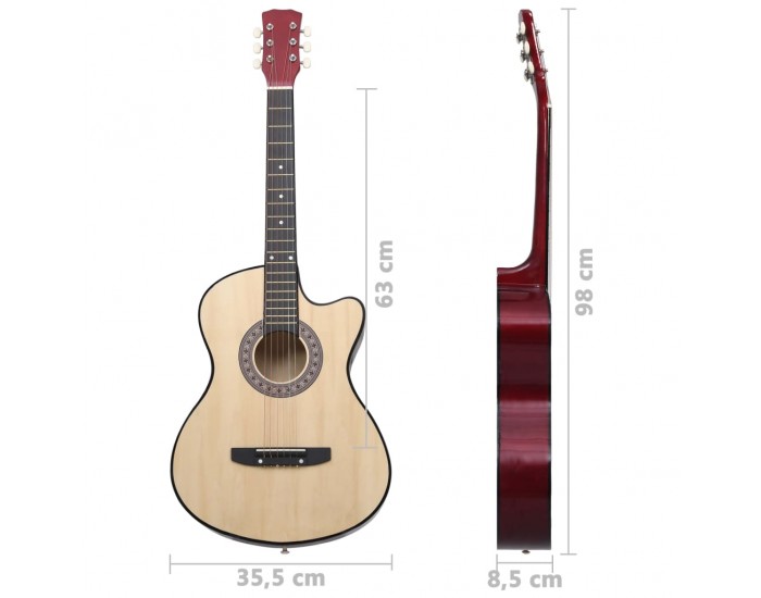 Sonata Уестърн акустична cutaway китара с 6 струни, 38", липово дърво