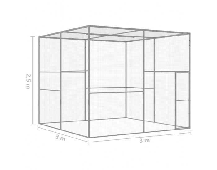 Sonata Клетка за котки 3x3x2,5 м поцинкована стомана