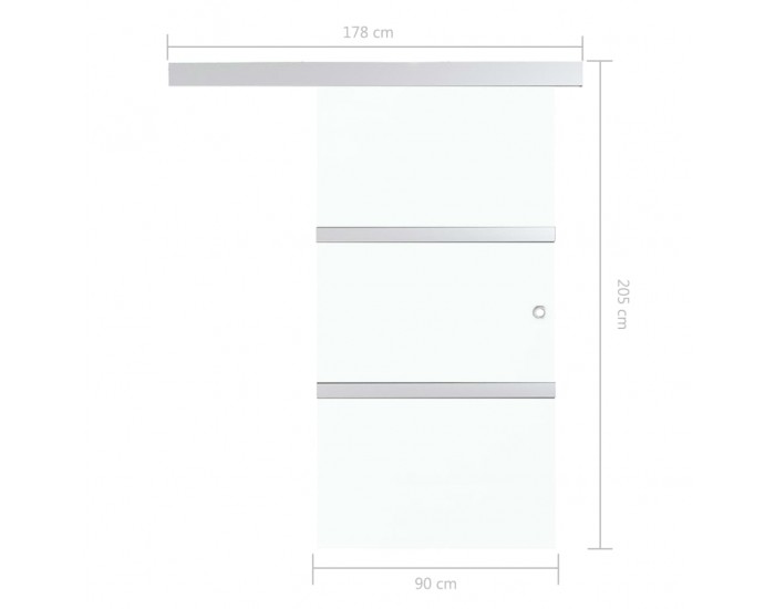 Sonata Плъзгаща врата, ESG стъкло и алуминий, 90x205 см, сребриста