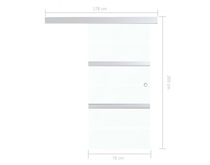 Sonata Плъзгаща врата, ESG стъкло и алуминий, 76x205 см, сребриста