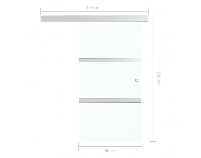 Sonata Плъзгаща врата, ESG стъкло и алуминий, 90x205 см, сребриста