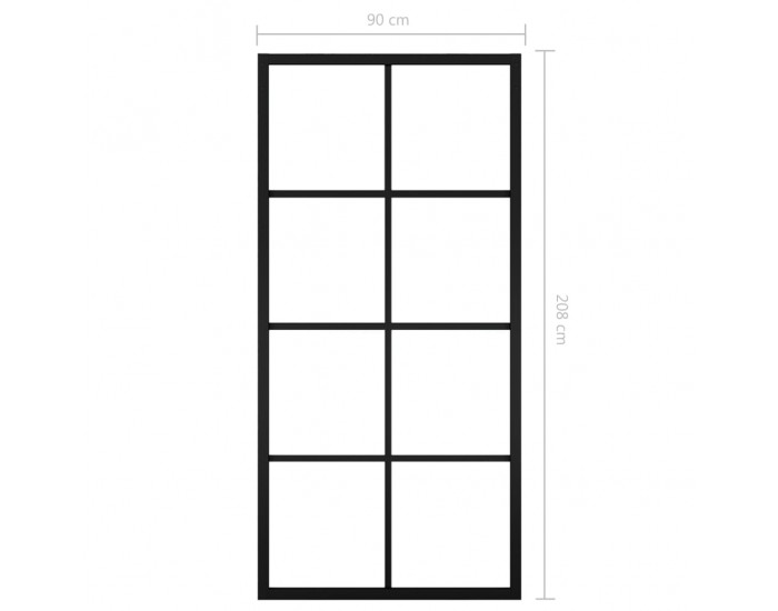 Sonata Плъзгаща врата, алуминий и ESG стъкло, 90x205 см, черна