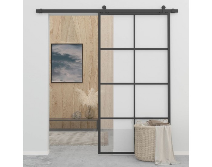 Sonata Плъзгаща врата, алуминий и ESG стъкло, 102,5x205 см, черна