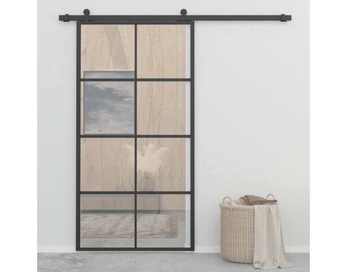 Sonata Плъзгаща врата, алуминий и ESG стъкло, 102,5x205 см, черна