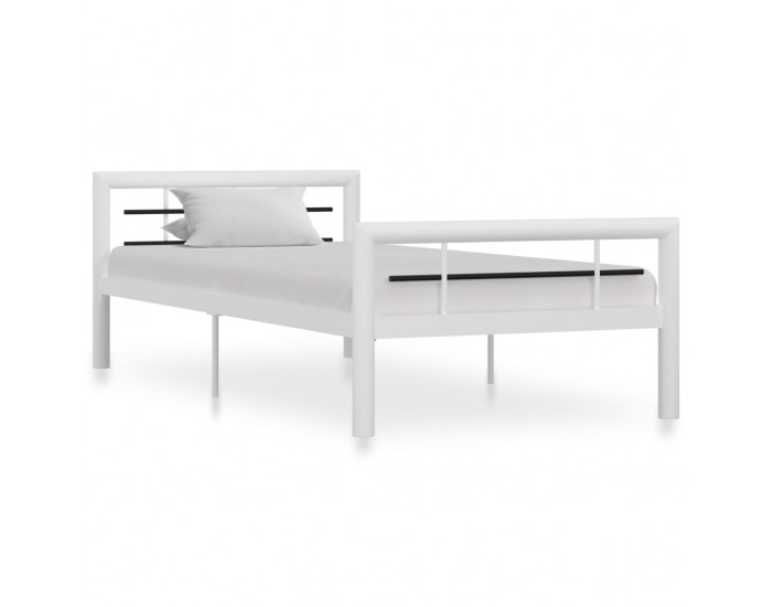 Sonata Рамка за легло, бяло и черно, метал, 90x200 см
