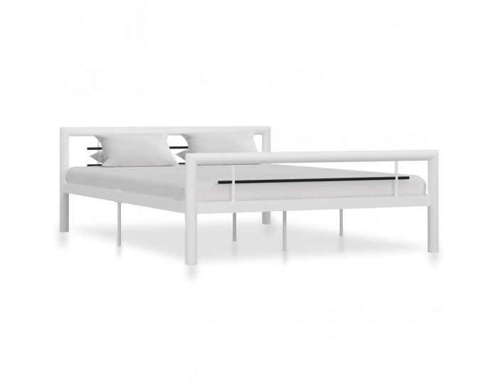 Sonata Рамка за легло, бяло и черно, метал, 160x200 см