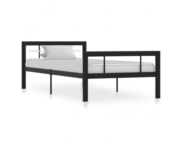 Sonata Рамка за легло, черно и бяло, метал, 100x200 cм