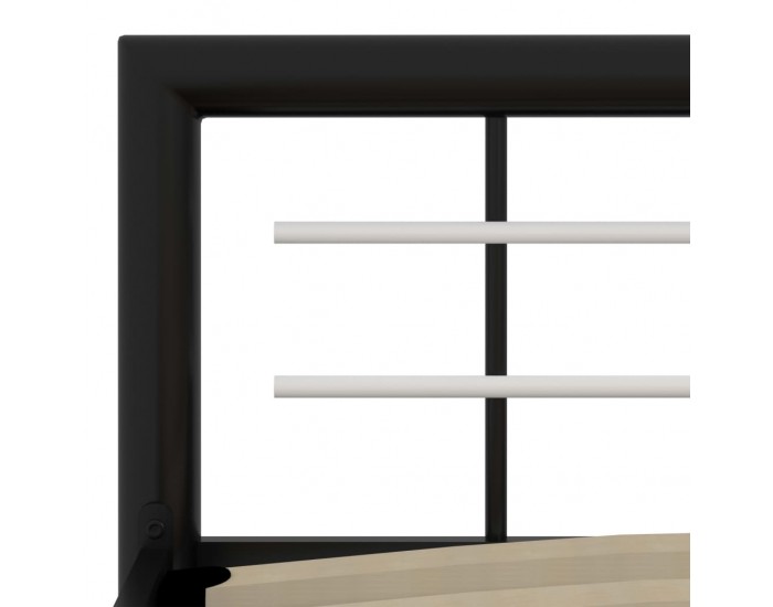 Sonata Рамка за легло, черно и бяло, метал, 160x200 см