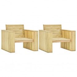 Sonata Градински столове, 2 бр, 89x76x76  см, импрегниран бор - Градина