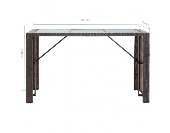 Sonata Градински бар комплект с възглавници, 7 части, полиратан, кафяв