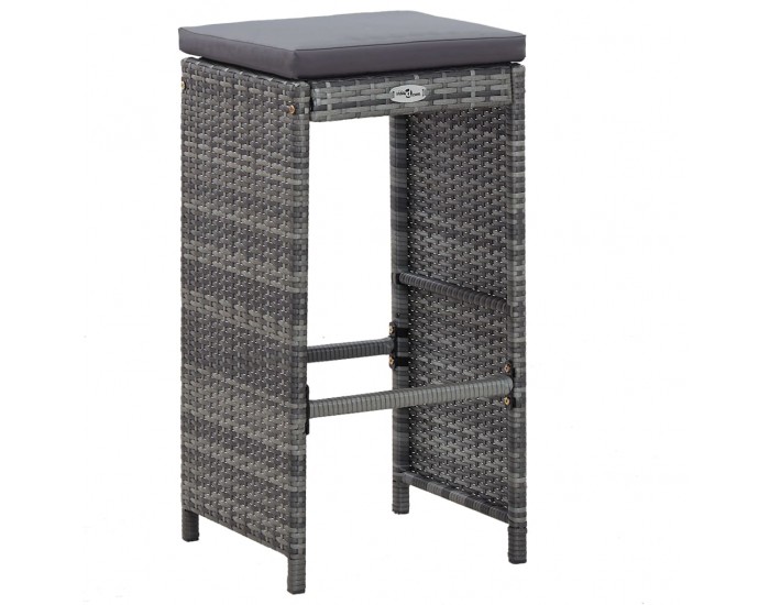 Sonata Градински бар комплект с възглавници, 7 части, полиратан, сив