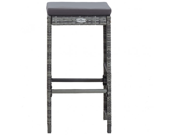 Sonata Градински бар комплект с възглавници, 7 части, полиратан, сив