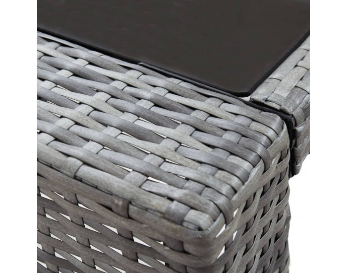 Sonata Градински бар комплект с възглавници, 7 части, полиратан, сив