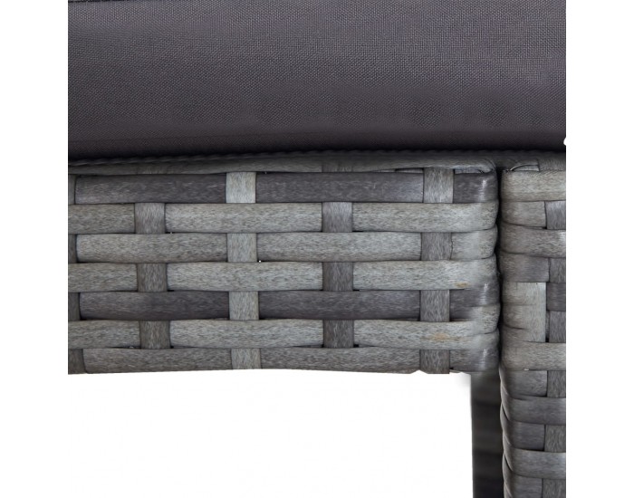 Sonata Градински бар комплект с възглавници, 7 части, полиратан, сив