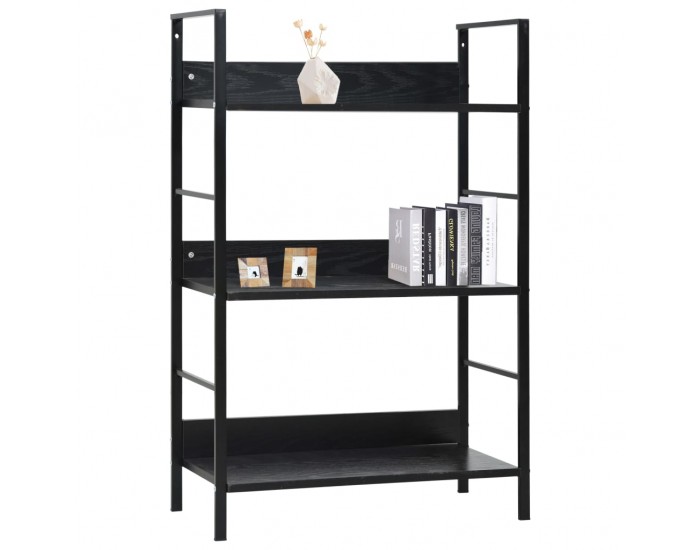 Sonata Етажерка за книги с 3 рафта, черна, 60x27,6x90,5 см, ПДЧ
