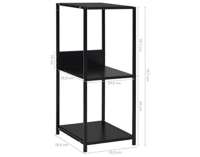 Sonata Малка етажерка за книги, черна, 33,5x39,6x79,7 см, ПДЧ