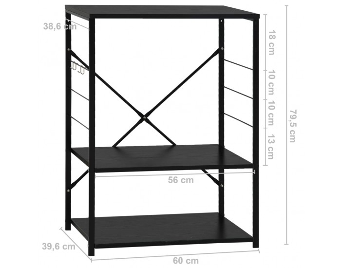 Sonata Шкаф за микровълнова, черен, 60x39,6x79,5 см, ПДЧ