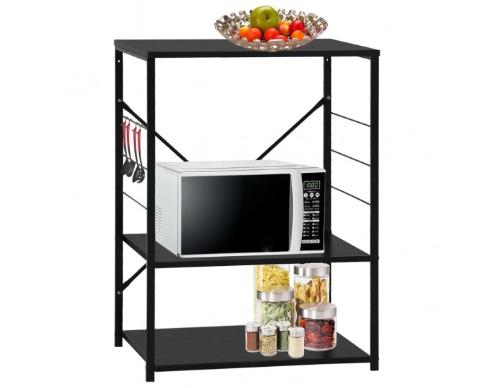 Sonata Шкаф за микровълнова, черен, 60x39,6x79,5 см, ПДЧ