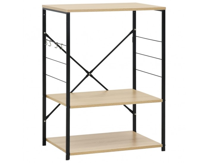 Sonata Шкаф за микровълнова, черно и дъб, 60x39,6x79,5 см, ПДЧ