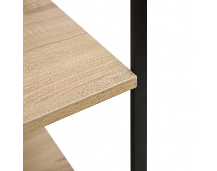 Sonata Шкаф за микровълнова, черно и дъб, 60x39,6x79,5 см, ПДЧ