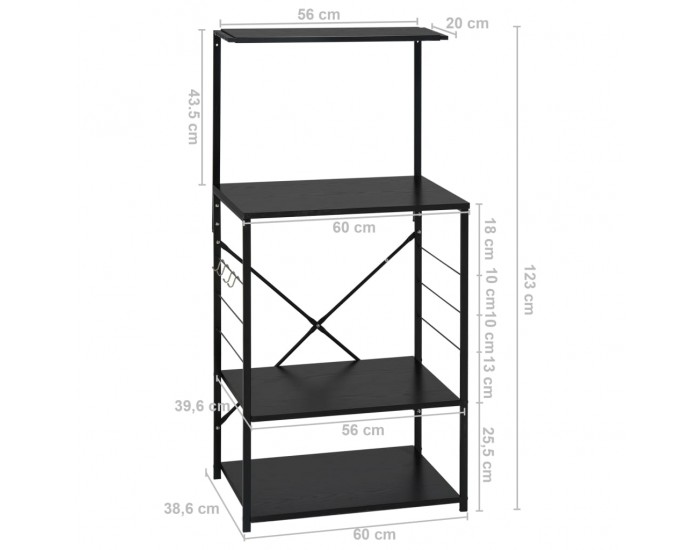 Sonata Шкаф за микровълнова, черен, 60x39,6x123 см, ПДЧ Sonata Шкаф за микровълнова, черен, 60x39,6x123 см, ПДЧ