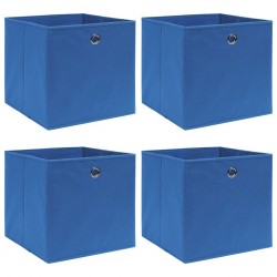Sonata Кутии за съхранение, 4 бр, сини, 32x32x32 см, текстил - Шкафове, Витрини, Модулни секции