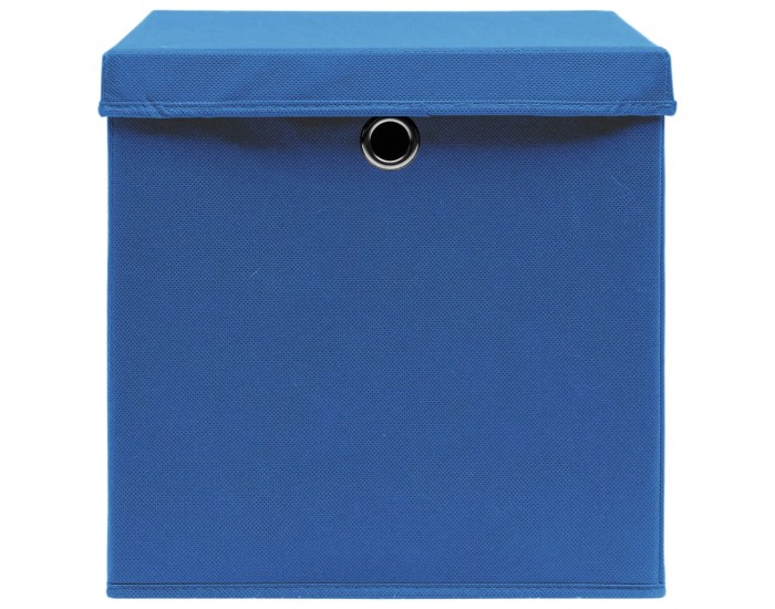 Sonata Кутии за съхранение с капаци, 4 бр, сини, 32x32x32 см, текстил