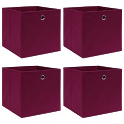 Sonata Кутии за съхранение, 4 бр, тъмночервени, 32x32x32 см, текстил - Шкафове, Витрини, Модулни секции