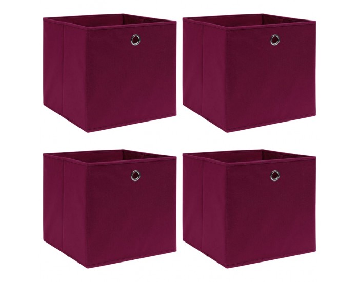 Sonata Кутии за съхранение, 4 бр, тъмночервени, 32x32x32 см, текстил