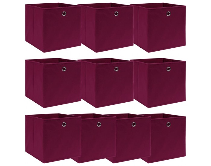 Sonata Кутии за съхранение, 10 бр, тъмночервени, 32x32x32 см, текстил