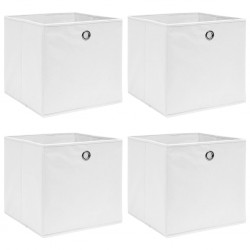 Sonata Кутии за съхранение, 4 бр, бели, 32x32x32 см, текстил - Шкафове, Витрини, Модулни секции