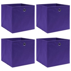 Sonata Кутии за съхранение, 4 бр, лилави, 32x32x32 см, текстил - Шкафове, Витрини, Модулни секции