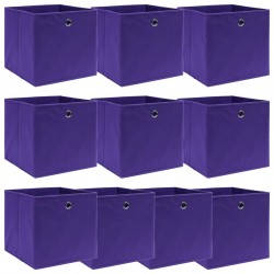 Sonata Кутии за съхранение, 10 бр, лилави, 32x32x32 см, текстил - Шкафове, Витрини, Модулни секции