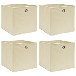 Sonata Кутии за съхранение, 4 бр, кремави, 32x32x32 см, текстил - Шкафове, Витрини, Модулни секции